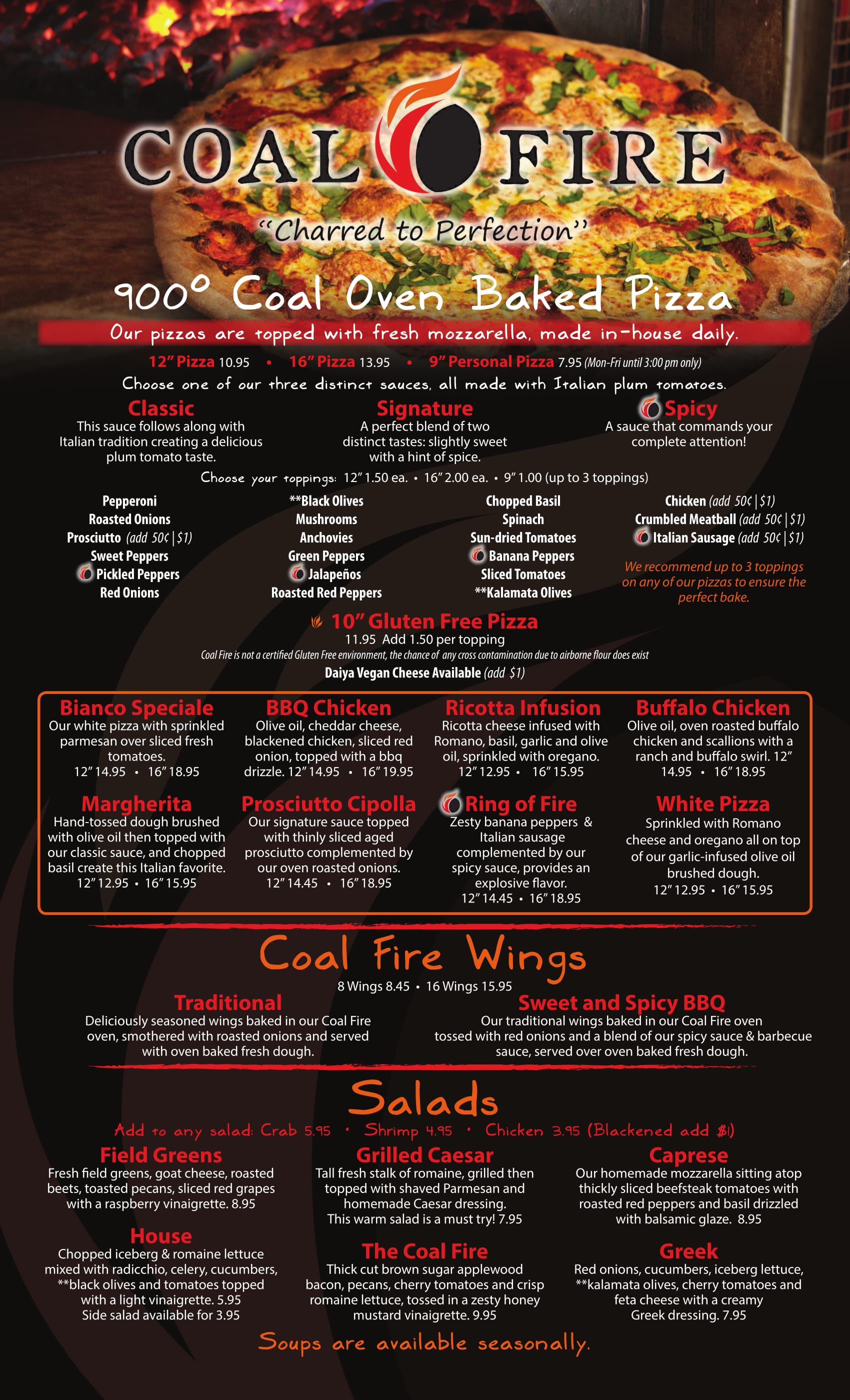 Menu Coal Fire Pizza