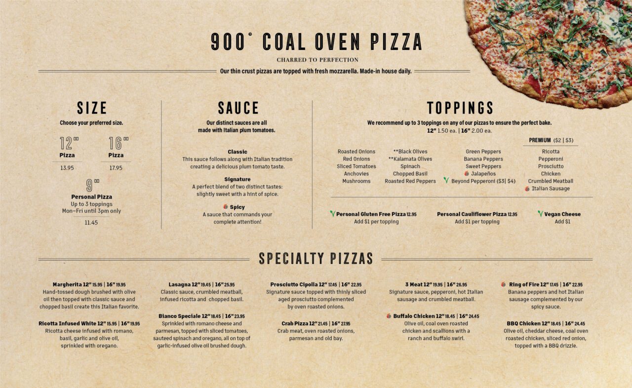 Full Menu | Coal Fire Pizza